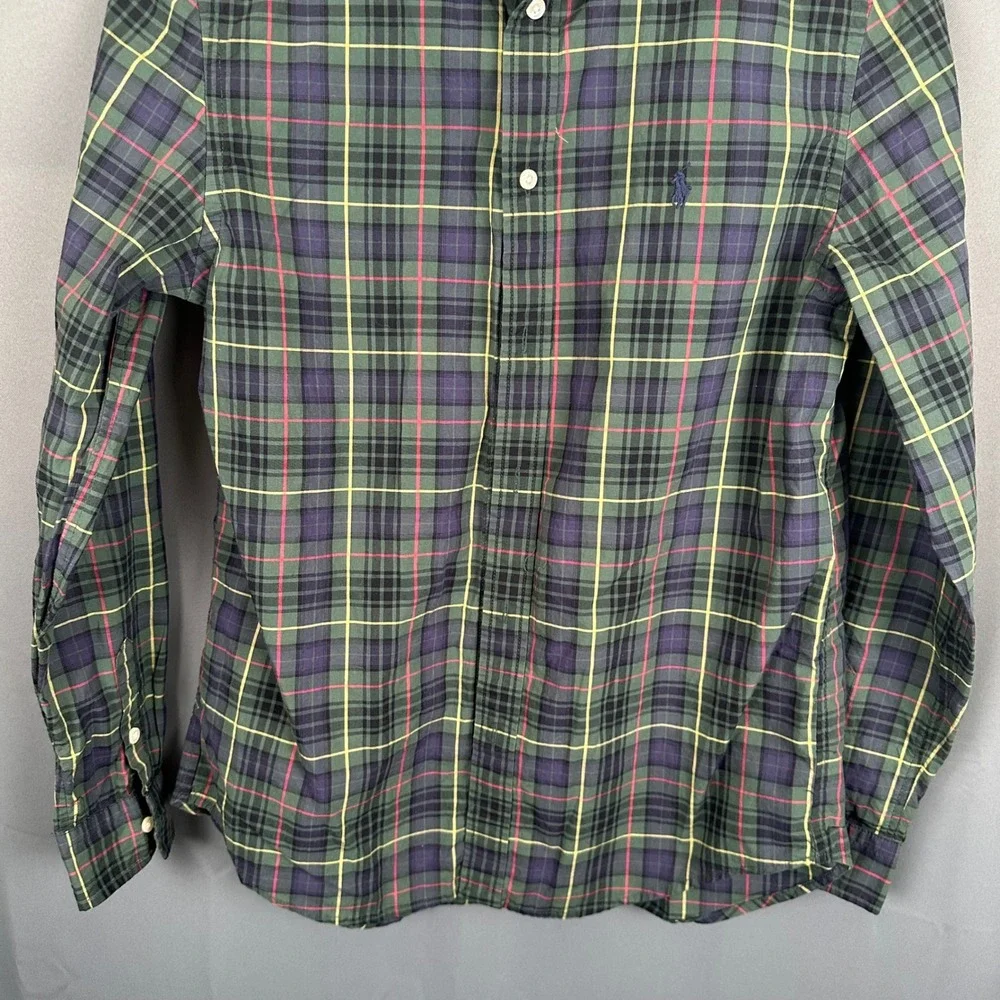 Ralph Lauren Boys XL 18-20 Green Plaid Button Down Shirt Long Sleeve Pony Logo